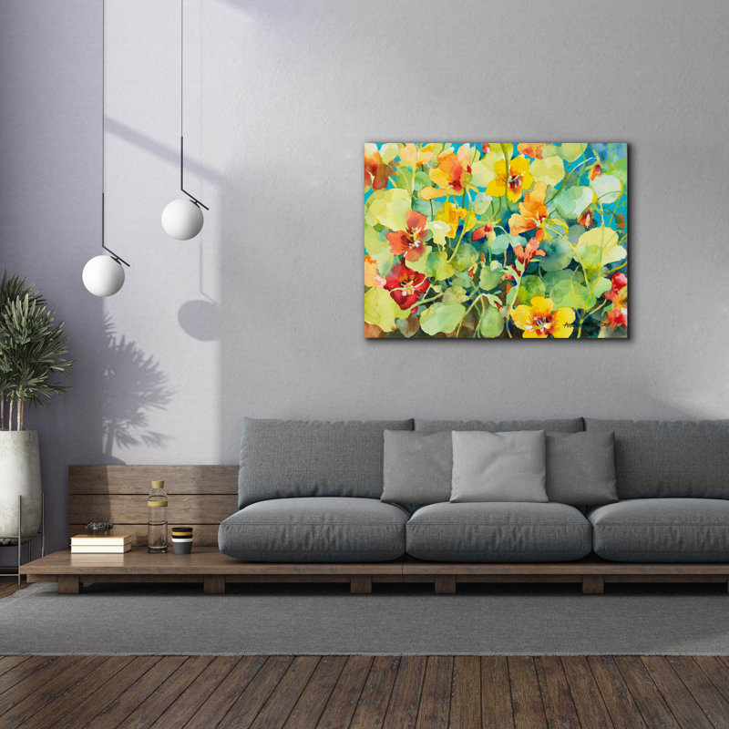 Art mural sur toile Winston Porter «Nasturtium Nest» par Annelein Beukenkamp, H 40 po x l 54 po x P 1,5 po