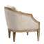 Chaise d'appoint avec accoudoirs classiques en tissu beige et en bois massif avec coussin amovible en chanvre naturel
