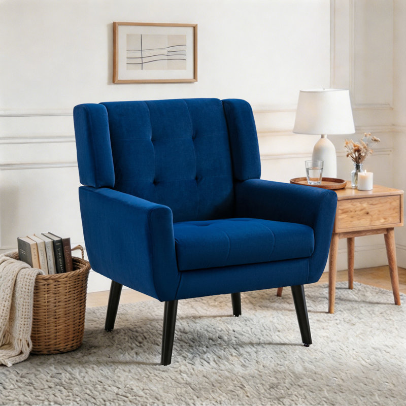 Fauteuil d'appoint Bolanle, Velours bleu royal