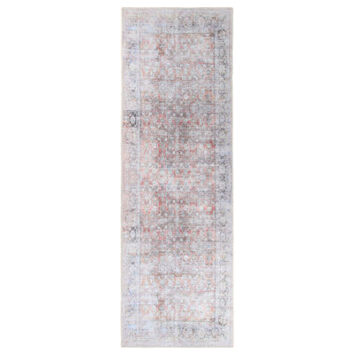Superior Lottie 100% Polyester Distressed Geometric Farmhouse Indoor Runner Rug