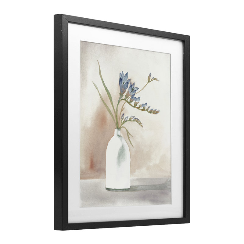 "Profumo di Fresia" dans un vase, reproduction encadrée sous verre, design par Errico & Slyp, Cadre noir minuit