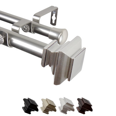 Steel Rod/Resin Finial Adjustable 1'' Double Curtain Rod