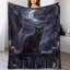 Jeté en flanelle de style gothique chat noir, couverture douce et chaude pour le canapé-lit du salon-133004702