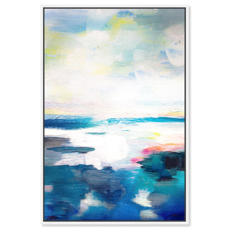 «Abstract Flow due» - Peinture, Toile blanche encadrée, H 45 po x l 30 po