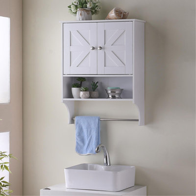 Au-dessus de la toilette, armoire de pharmacie de ferme avec 2 portes et tablettes réglables, 21,65 po x 7,1 po x 27,6 po, salle de bain, salon