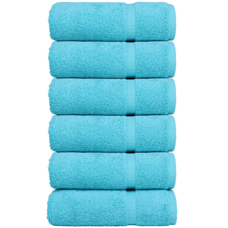 Débarbouillette 100% coton Dobby Border, Bleu turquoise