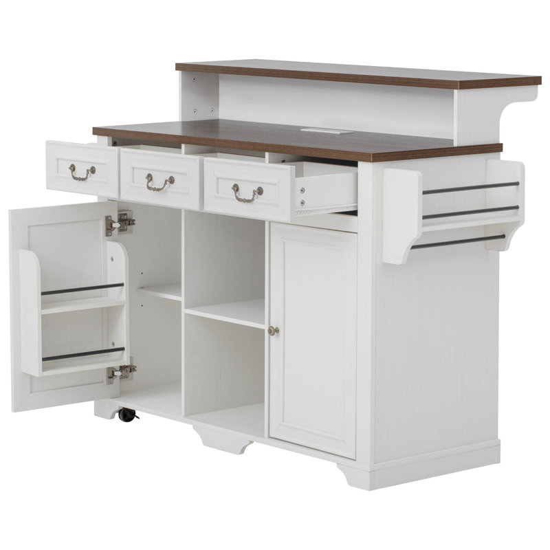 Îlot de cuisine avec rangement Harpenden, Blanc