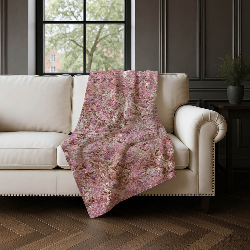 Jeté en laine Sherpa ASB768 Addison, Rose