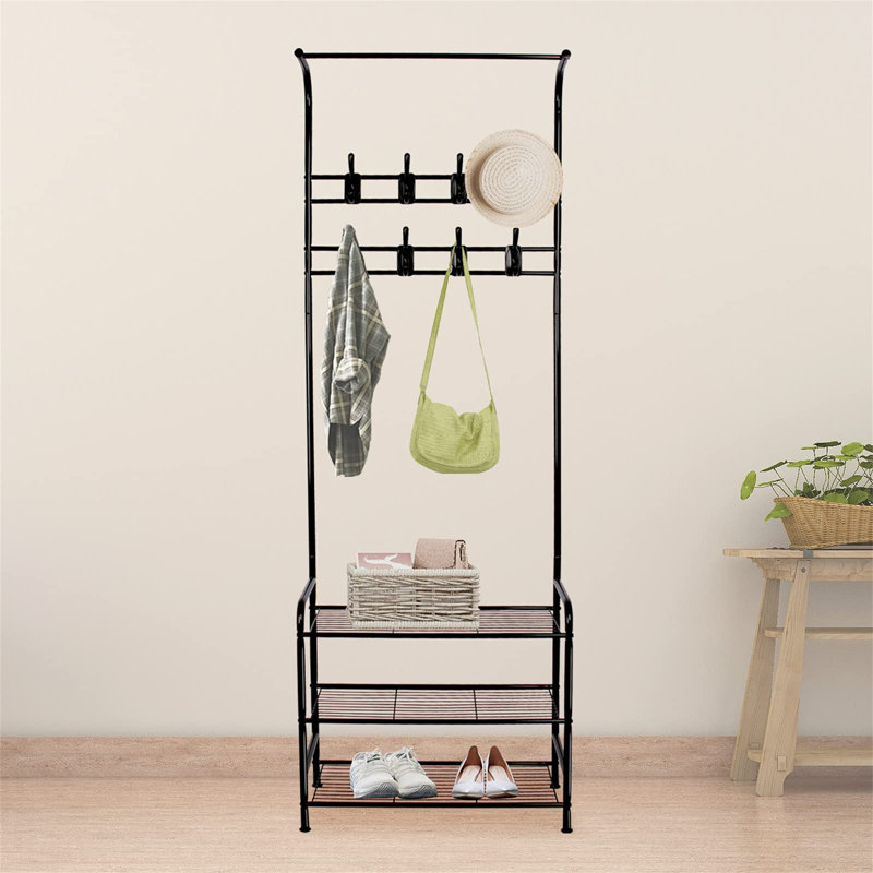 Roslindale Iron Freestanding Coat Rack, Black