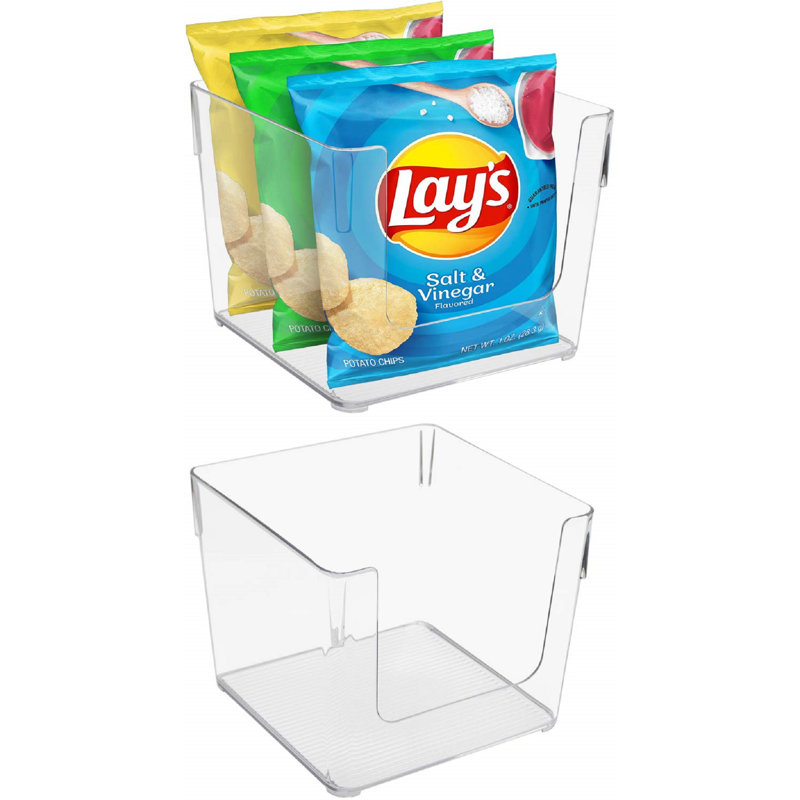 2 bacs de rangement ouverts en plastique
