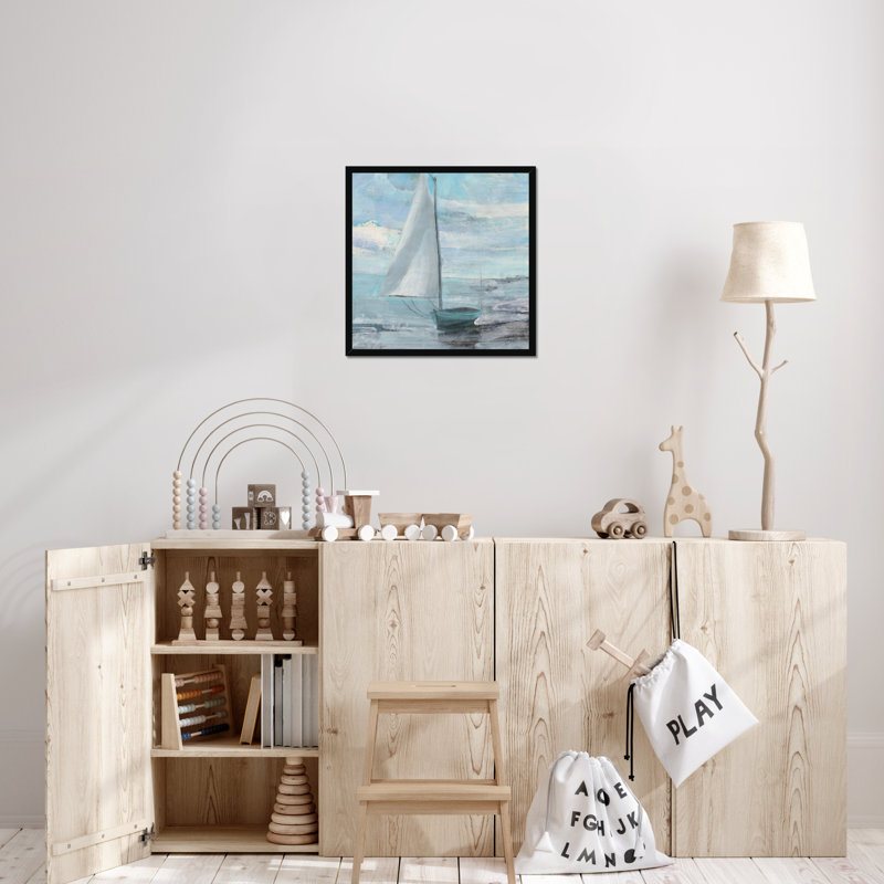 Silver Sail by Albena Hristova - Painting, Black Framed Paper Print, 95cm H x 95cm W