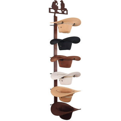 Wild Western Style Design Hat Organizer With 6 Hat Hooks For Wall Mount,Cowboy Lover