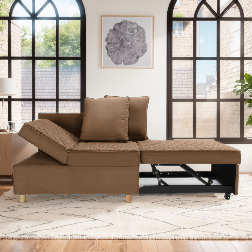 Ebern Designs Ferreira 71'' Velvet Armless Sofa Bed | Wayfair