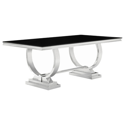 Mercy Black Rectangular Glass Top Dining Table