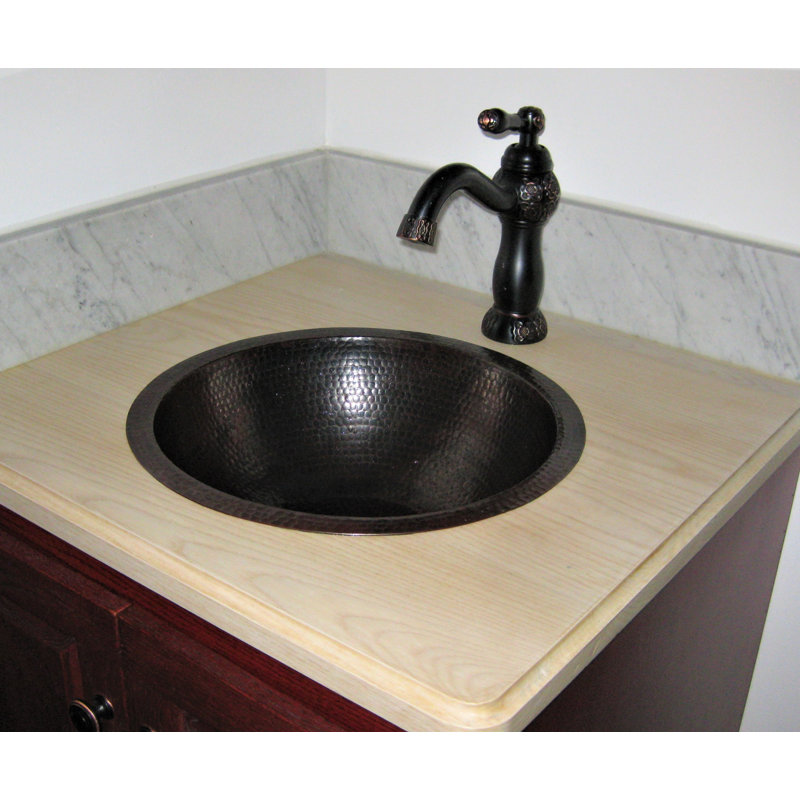 15" Round Copper Bathroom Sink with Daisy Drain