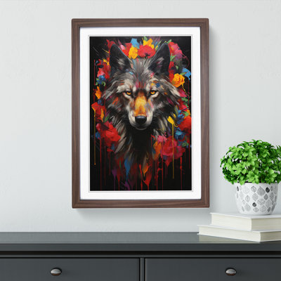 XYZ-FRM-V1223-1700 Wolf Neo-Plasticism - Single Picture Frame Print on Wood