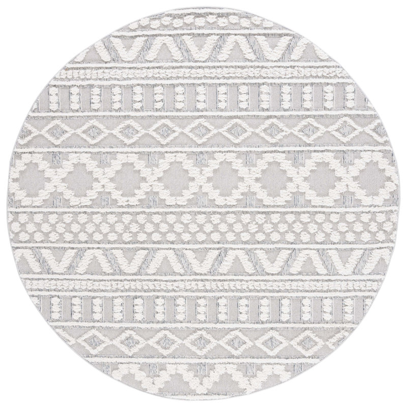 Tapis gris / ivoire Trends 124, Rond 6 pi 7 po