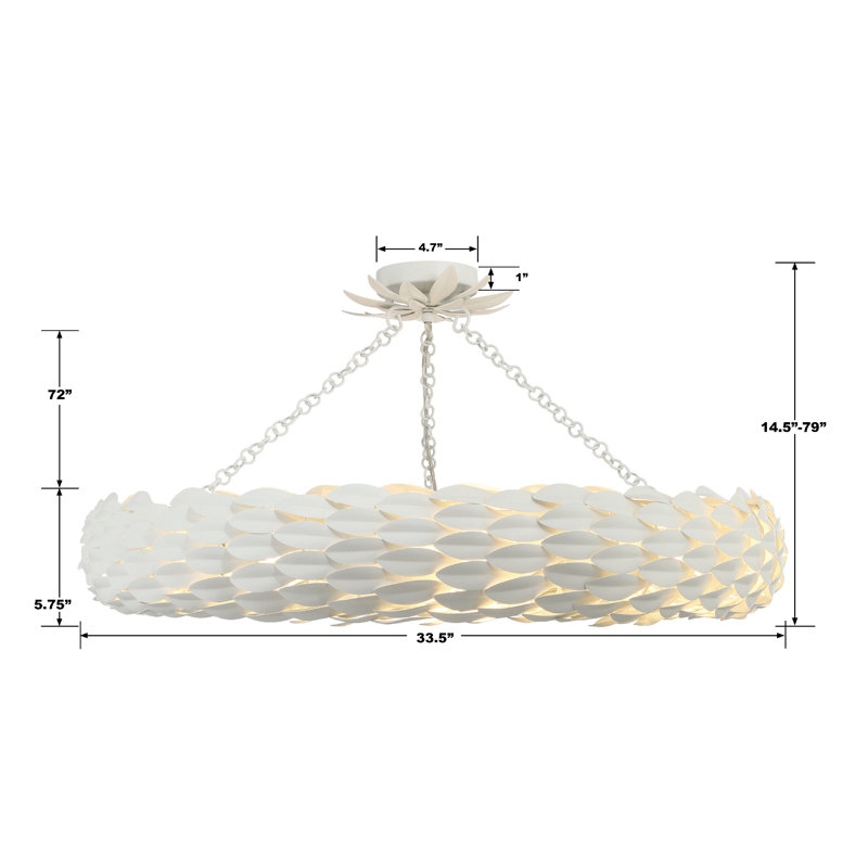 Adelynn 8 - Light Dimmable Wagon Wheel Chandelier, Matte White, 13.5" H x 33.5"W x 33.5"D