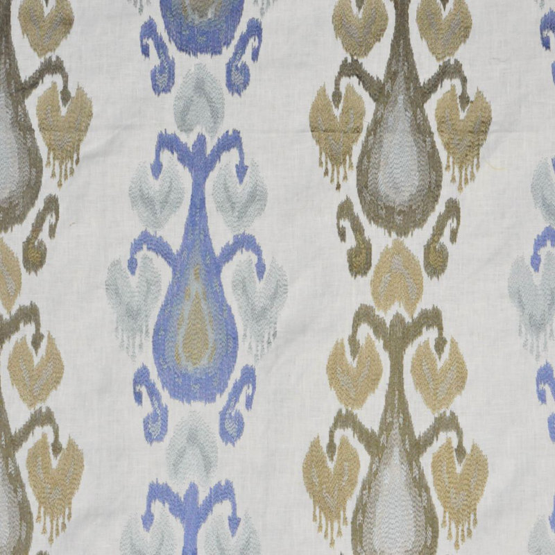 Luxe Ikat Fabric, Light Gray/Blue