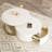 Modern Round Nesting Coffee Table Fluted With Drawer In White & Gold In 31.5''