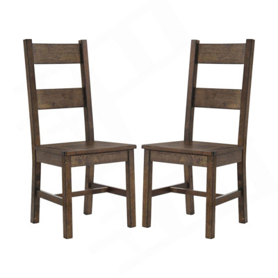 Ensemble de 2 chaises de salle à manger en bois brun doré rustique