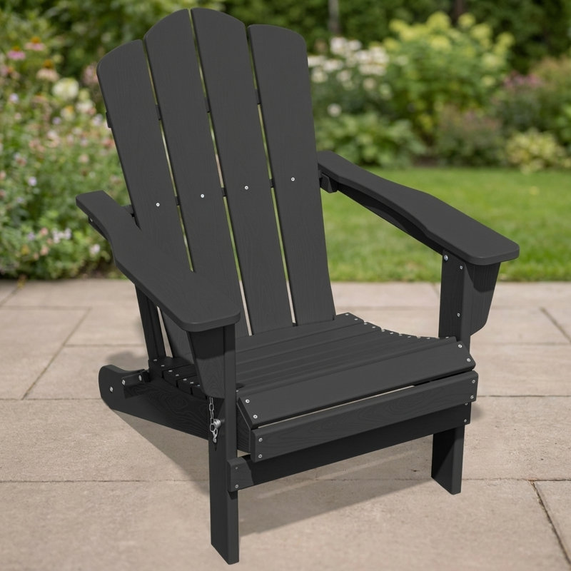 Chaise Adirondack pliante en polyéthylène haute densité Wolak, Charcoal Gray