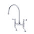Georgian Era Bridge Kitchen Faucet with Curved Deck Unions