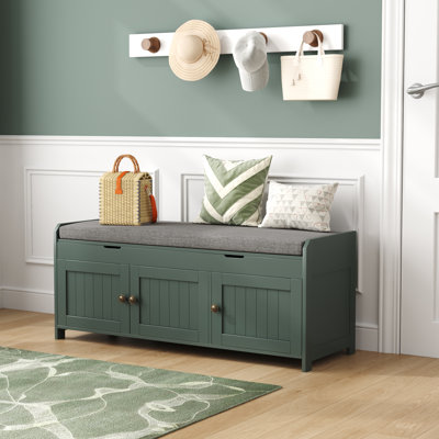 41.3" Shoe Bench with Lift Top Storage,10 Pair Linen Blend Upholstered Shoe Storage Bench