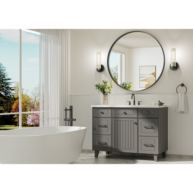 Miroir de salle de bain Valancia, Noir, 40 po x 40 po