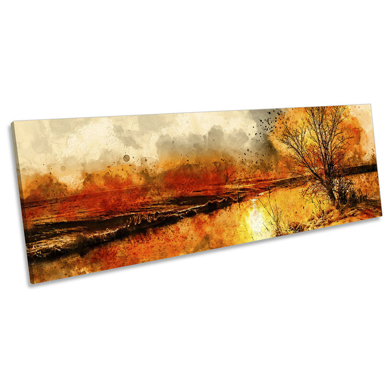 Sunset Tree Abstract Panoramic - Wrapped Canvas Panoramic Print, 60.96cm H x 182.88cm W