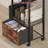 Rustic Brown Mobile 3-Tier Printer Stand - 2-Drawer File Cabinet (24" Extended Desktop, Lockable Wheels, Adjustable Rolling Cart For Home Office)