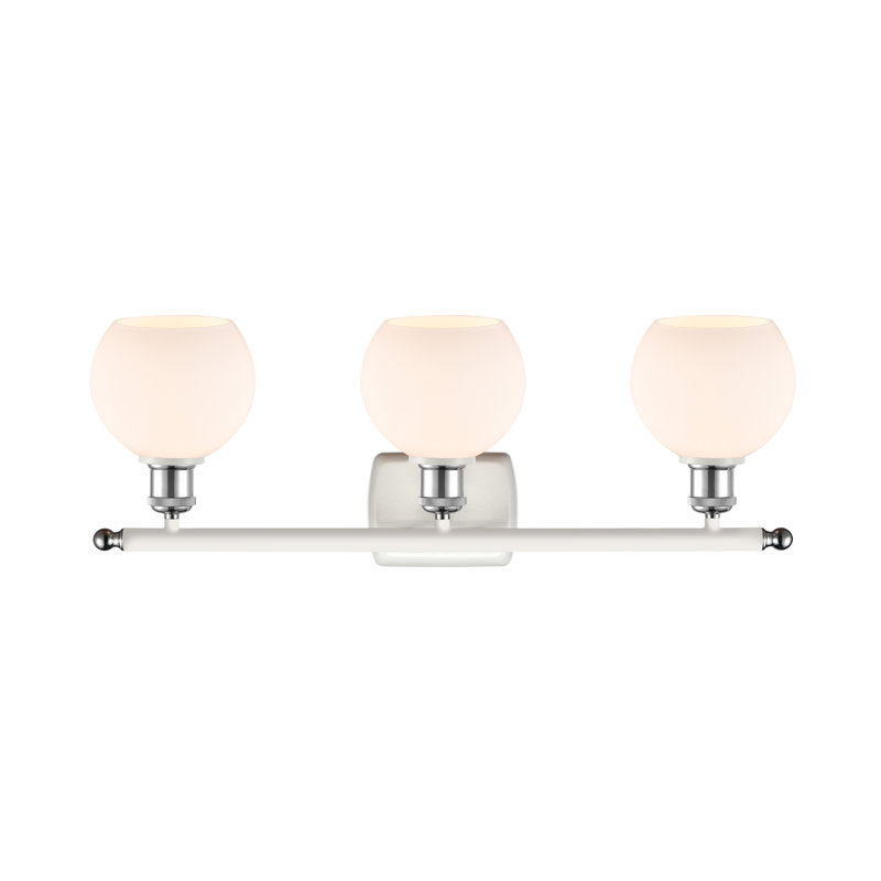 Éclairage pour salle de bain 3 lumières Cindi, Blanc mat, Incandescente, Chrome blanc poli