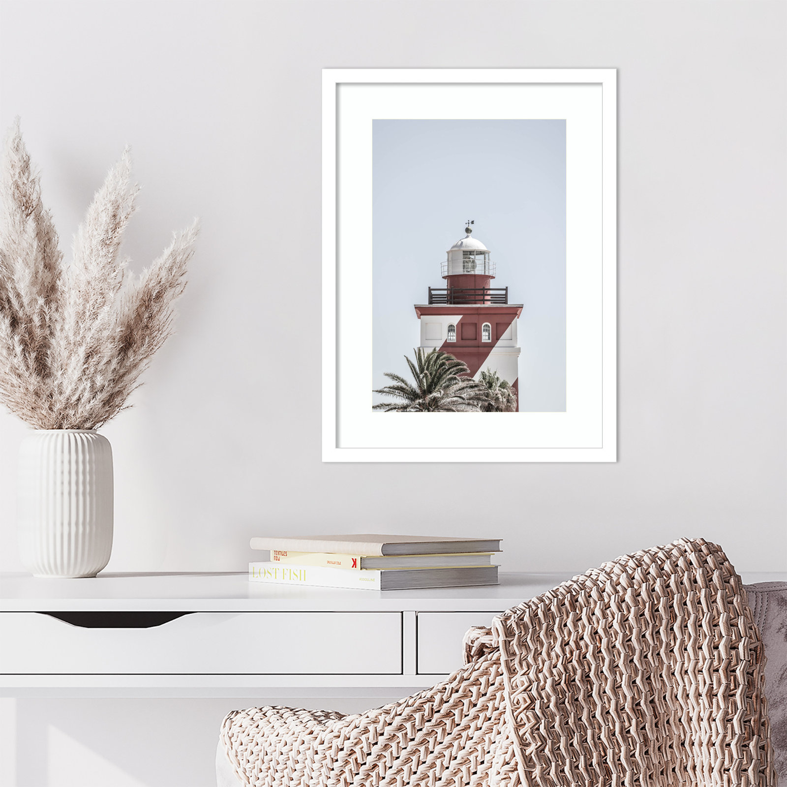 Daisey "Green Point Lighthouse" Print, White, 21" H x 16" W