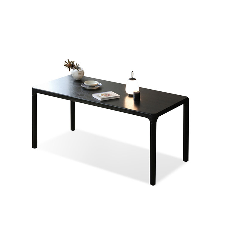 Table de salle à manger rectangulaire noire en bois massif pour la salle à manger / cuisine