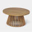 Table basse d'extérieur en bois d'acacia pour le patio, table basse ronde pour la cour arrière, pelouse, balcon, finition teck-1077729459