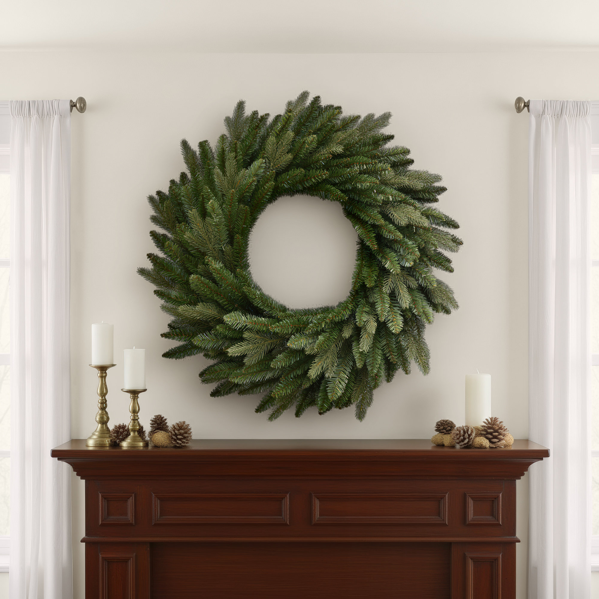 Real Touch™ Grande Spruce Artificial Christmas Wreath, 24" H x 24" W x 4" D