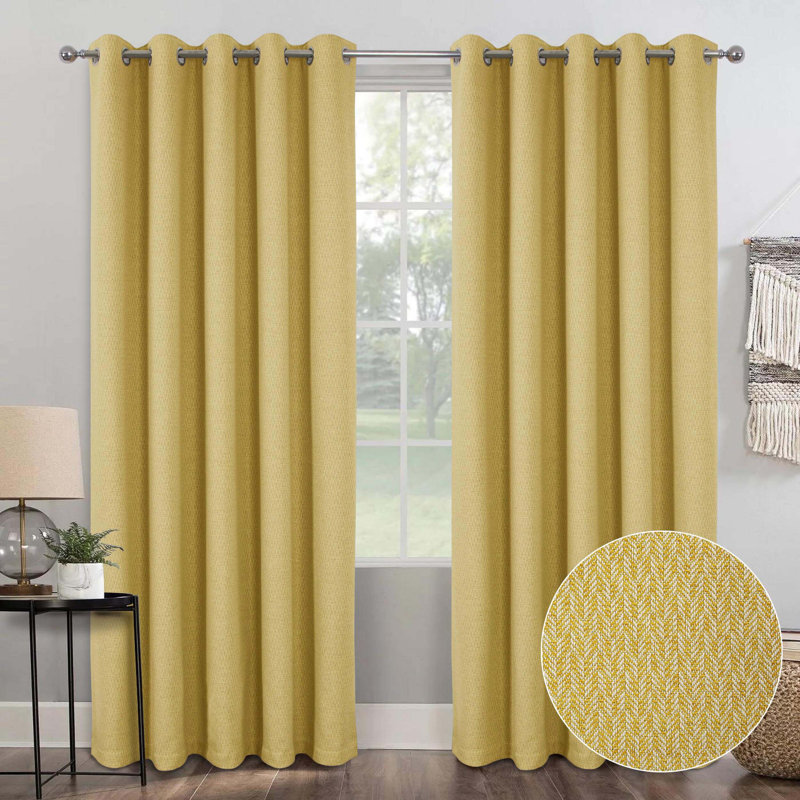 Lauris Eyelet Blackout Curtain, 114 W x 137 D cm, Ochre