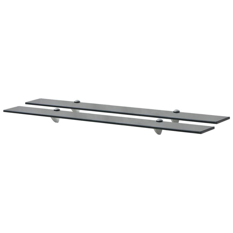2 Piece Glass Floating Shelf, Black, 0.8cm H x 90cm W x 10cm D