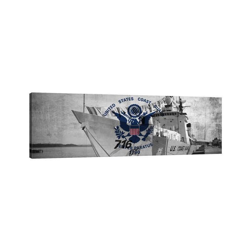 U.S. Coast Guard Flag (USCGC Dallas Background) I - Wrapped Canvas Panoramic Print, 30.48 cm H x 91.44 cm W x 1.91 cm D