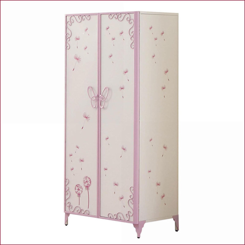 Commodes et amp; Garde-robes | Élégante garde-robe papillon en métal avec rangement | Blanc, mauve