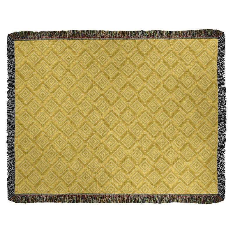Couverture en coton tissé Katelyn Elizabeth, l 60 po x L 80 po, Jaune