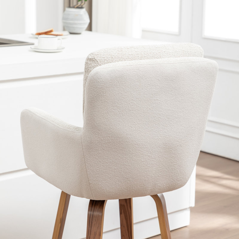 Swivel Upholstered Bar Stool with Solid Wood Frame, White