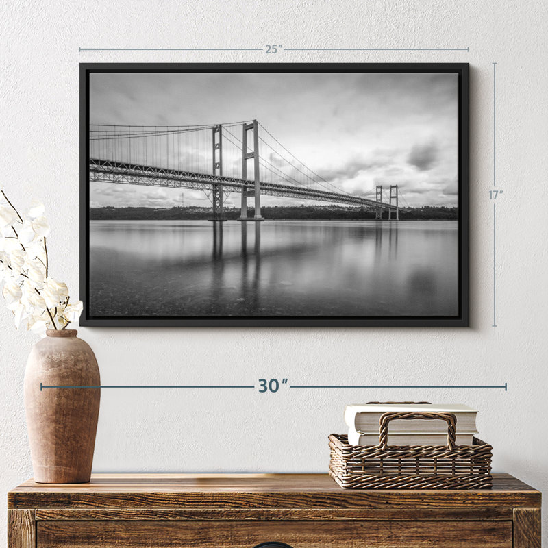 Tacoma Bridge Monochrome Canvas Print, 17" H x 25" W