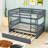 Full Over Full Bunk Bed With Built-In Ladder, Guardrails And Twin Trundle-1782031542
