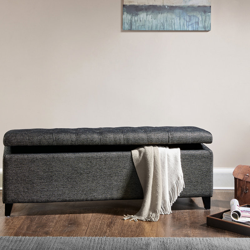 Banc de rangement rembourré en polyester capitonné à 2 places à fermeture douce pour sièges d'entrée, capacité de poids de 400 livres