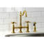 Kingston Brass Heritage Two-Handle 4-Hole Deck Mount Bridge Kitchen Faucet with Brass Side Sprayer-38808699