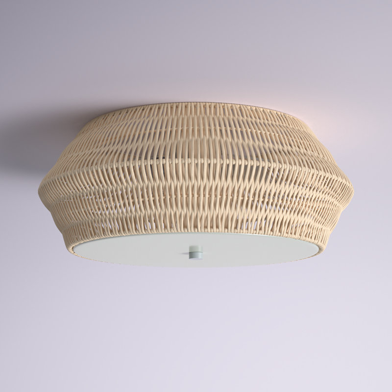 Bernan Boho Bamboo Flush Mount Ceiling Light