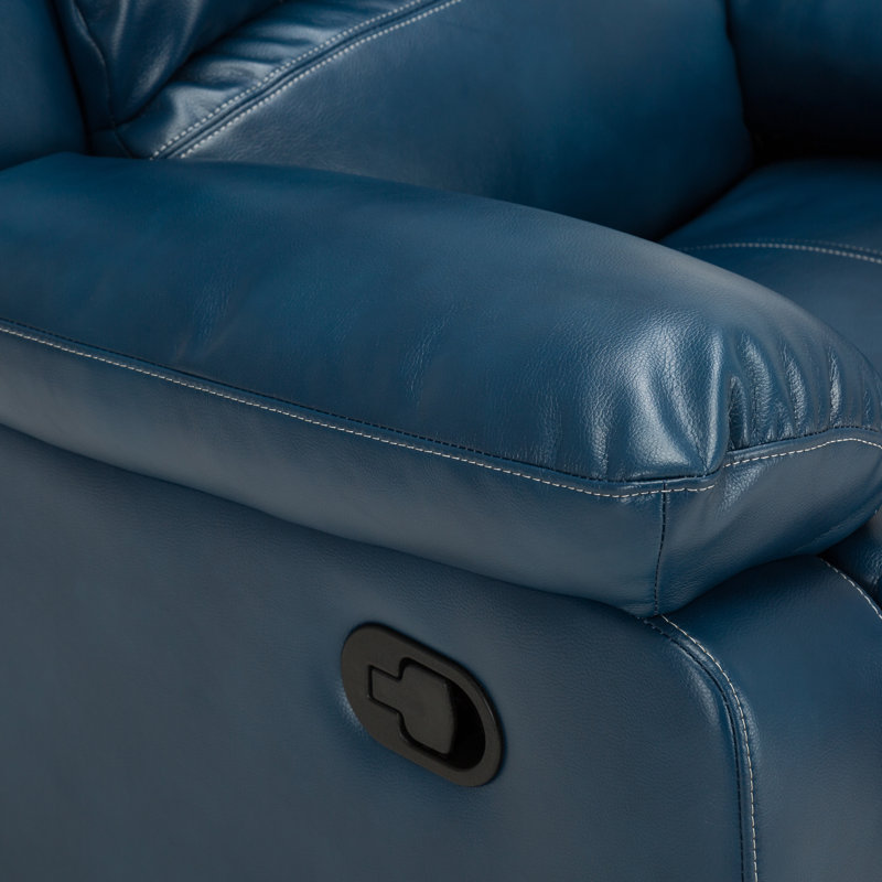 Fauteuil inclinable manuel oscillant de 37,75 po Kahler, Similicuir bleu
