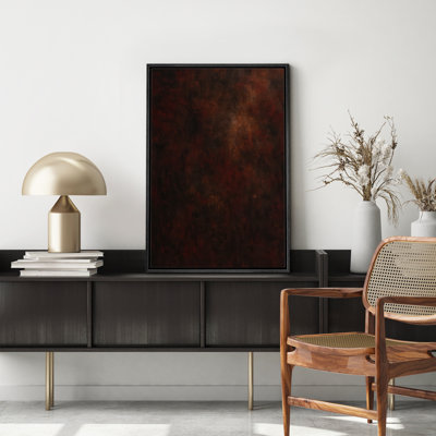"Deep rustic bourgogne foncé abstrait", reproduction d'art sur toile encadrée