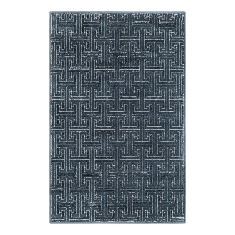 Uptown Geometric Navy Area Rug, Rectangle 2' x 3'1"